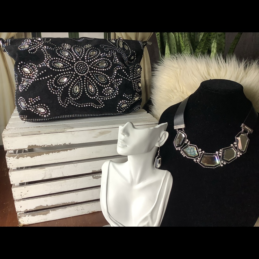Black leather and suede handbag/crossbody